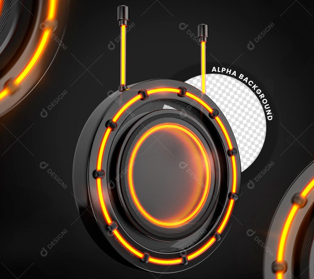 Elemento 3D Para Composição Painel De Ferro Com Leds PSD Editável