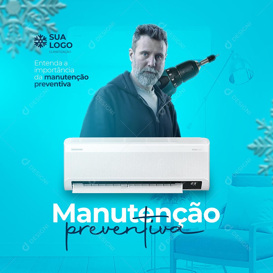 Manutenção Preventiva Ar Condicionado Social Media PSD Editável