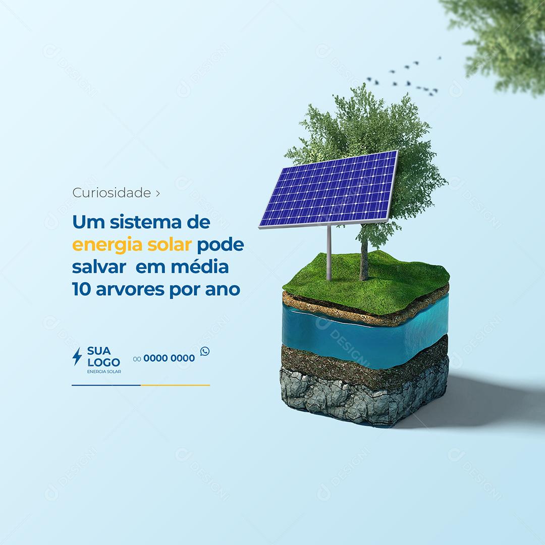 Um Sistema de Energia Solar pode Salvar em Média 10 Árvores por Ano Social Media PSD Editável