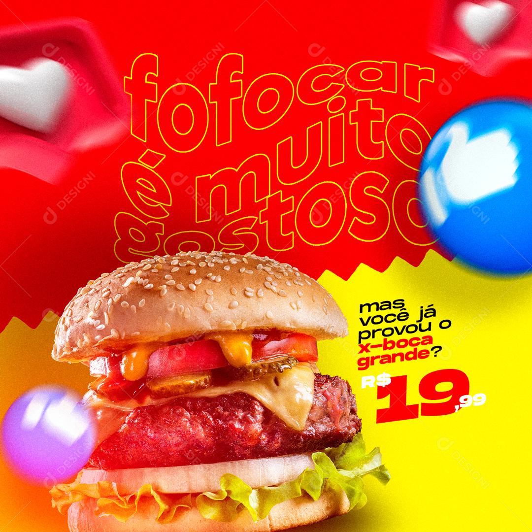 Social Media Mas você já provou o X-boca Grande Hambúrgueria PSD Editável