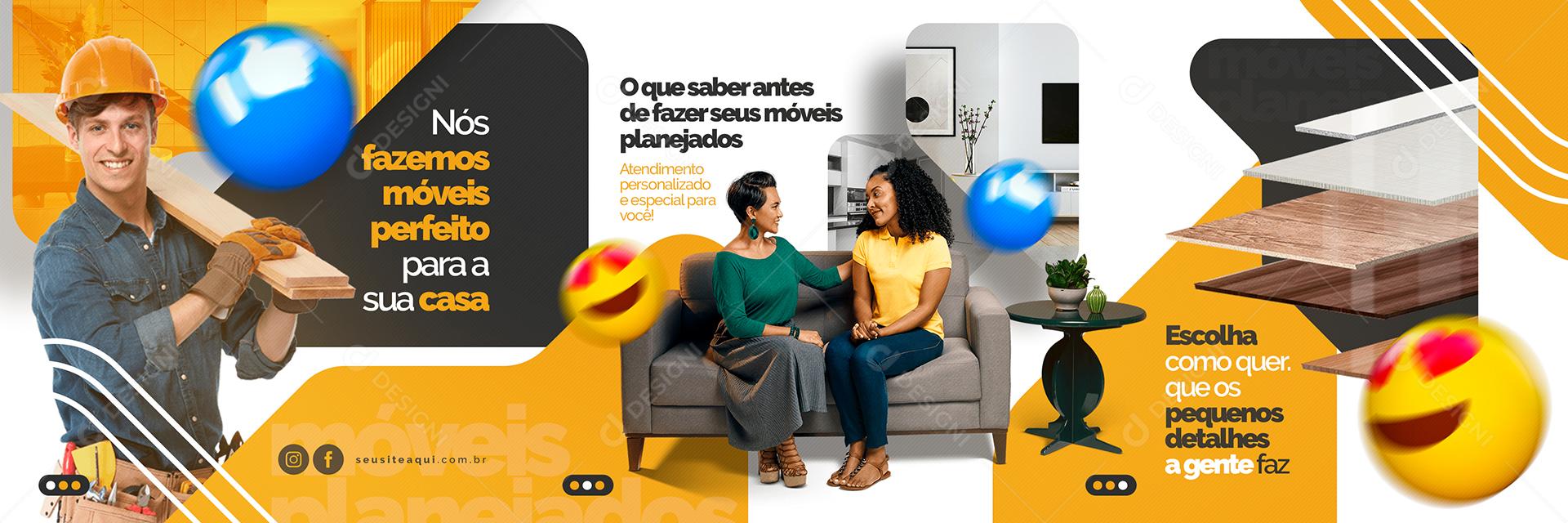 Social Media Nós fazemos móveis perfeito para a sua casa Imobiliária Carrossel PSD Editável