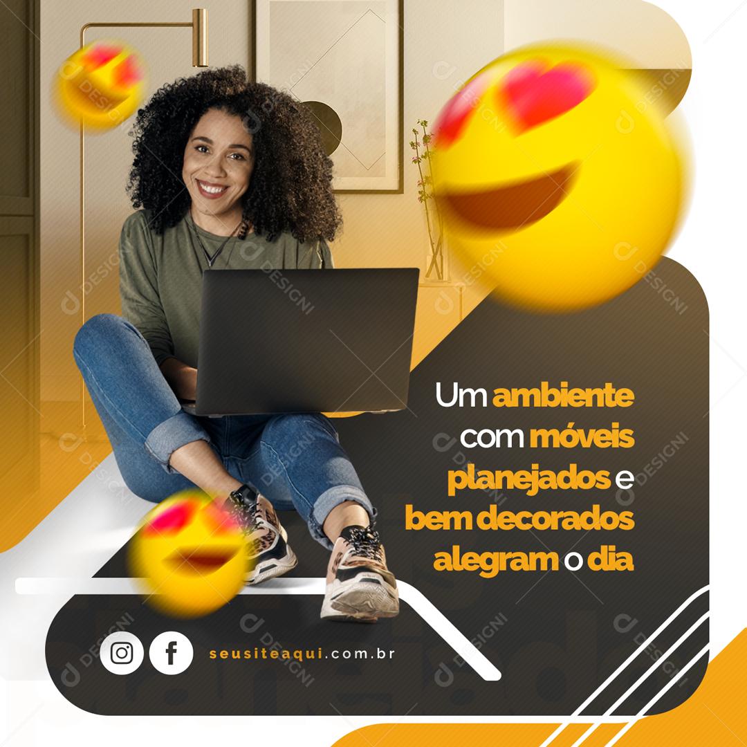 Um ambiente com móveis planejados e bem decorados Social Media PSD Editável