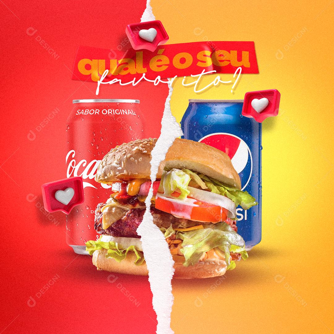 Social Media Qual é o seu favorito Hambúrgueria PSD Editável