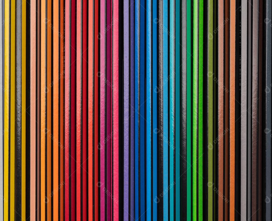 Closeup, detalhe de lápis de cores sortidas. Cenário de cor