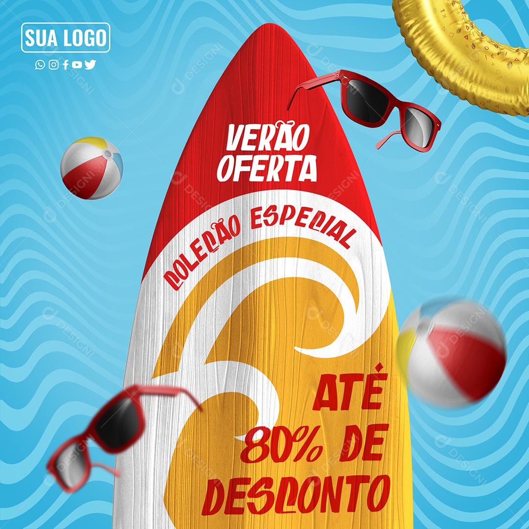 Social Media Desconto especial de verão com até 80% de desconto PSD Editável