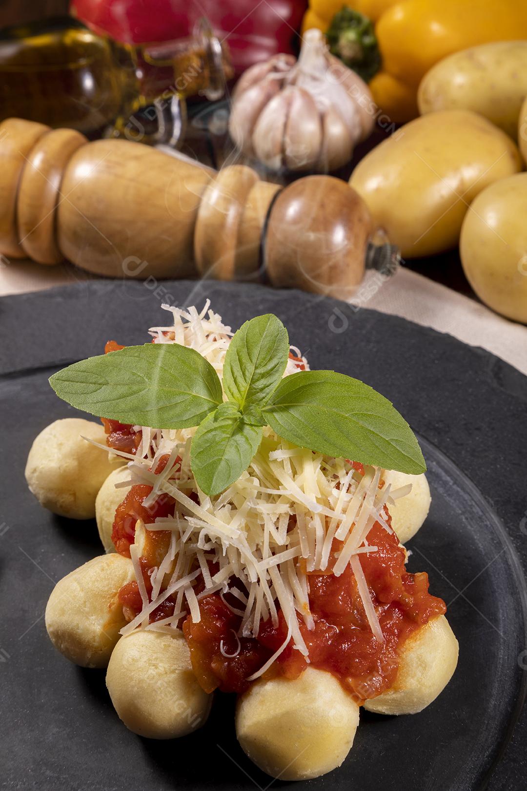 Gnocchi bolognese with tomato sauce Image JPG