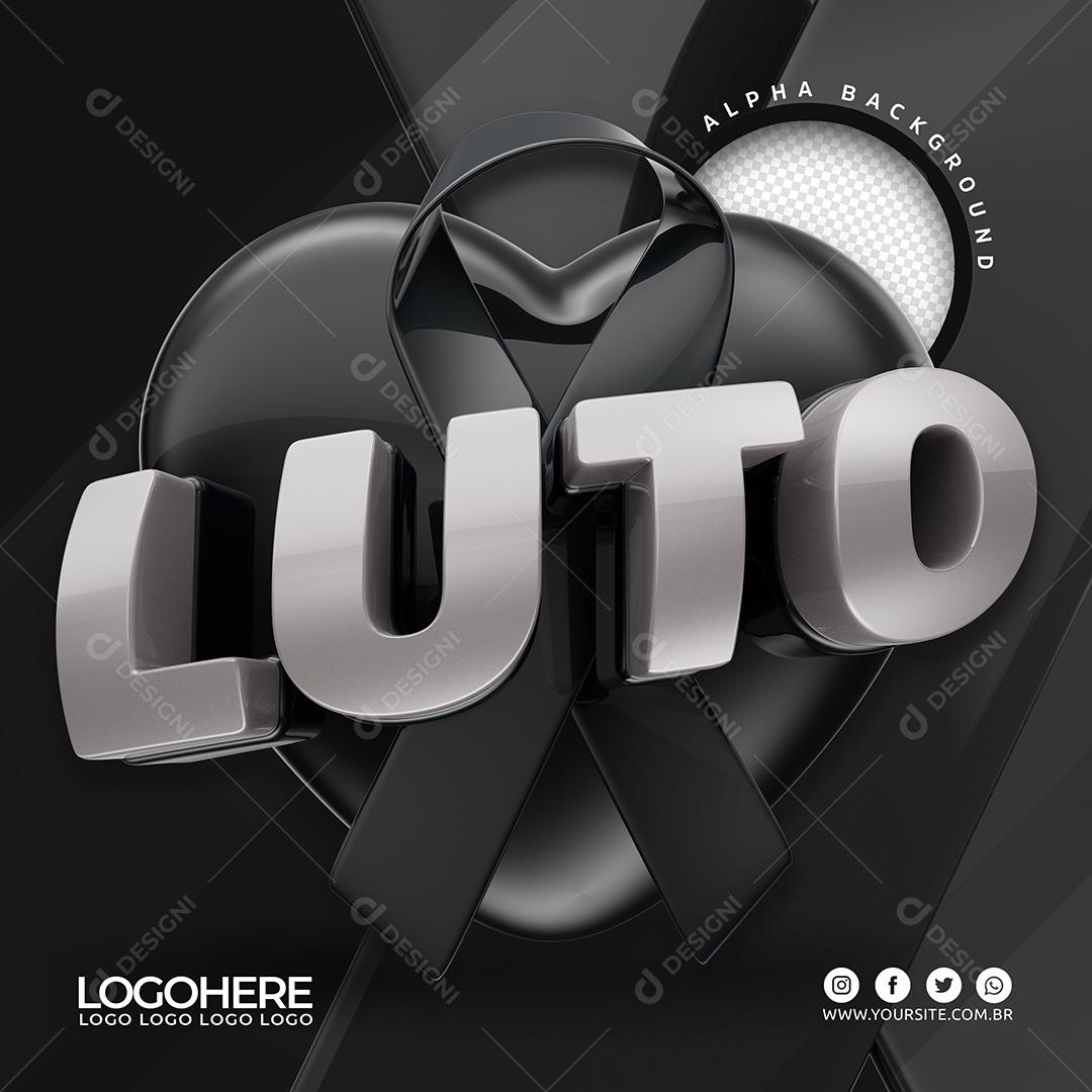 Selo 3D Luto Para Composição PSD Premium