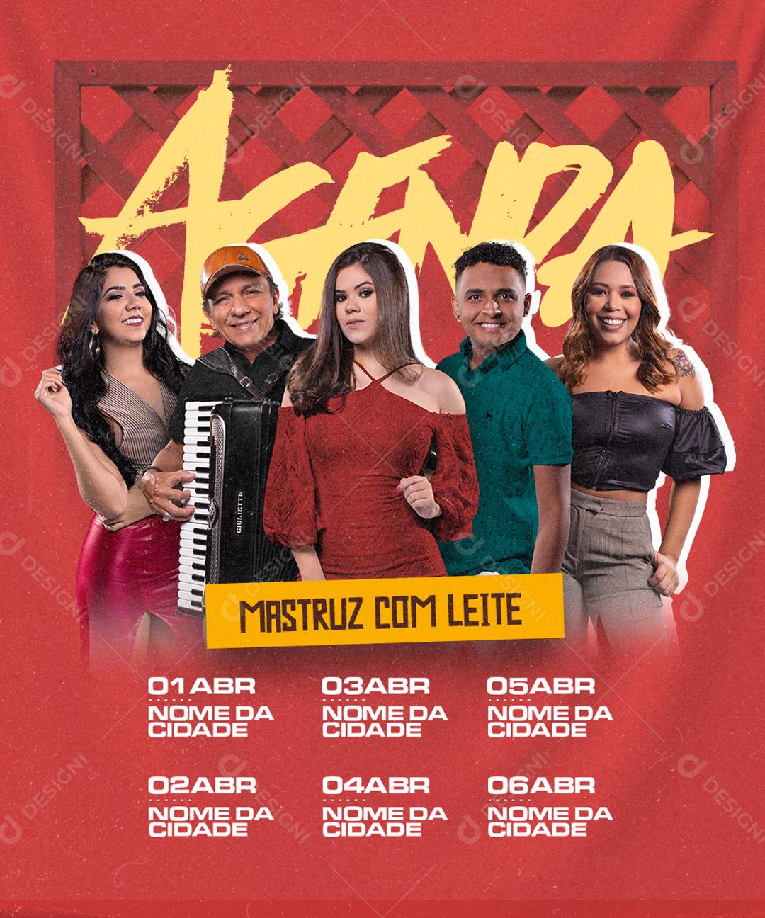 Flyer Agenda de Shows Mastruz Com Leite Social Media PSD Editável