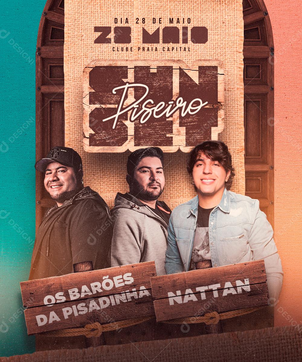 Flyer Show Sun Set do Piseiro Cantores Social Media PSD Editável
