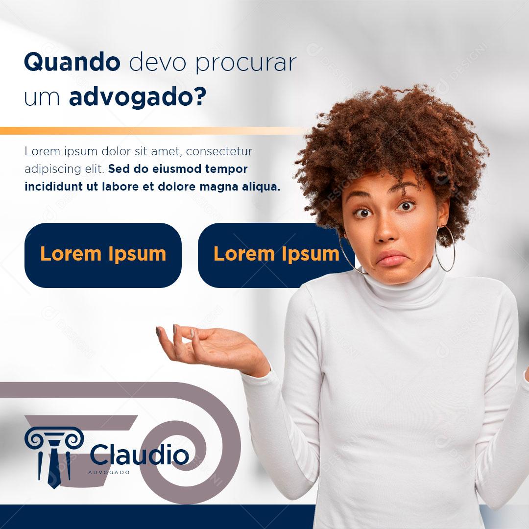 Quando devo Procurar Um Advogado Social Media PSD Editável
