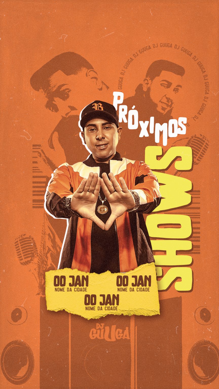 Flyer Story Agenda Próximo Shows Artista Dj Guuga Social Media PSD Editável