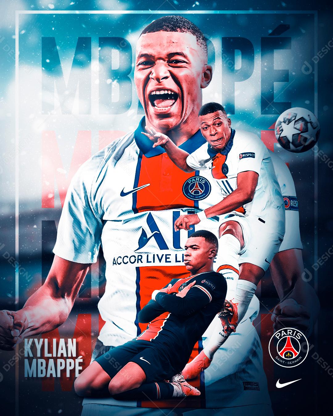 Flyer Jogador De Futebol Mbappe Social Media PSD Editável