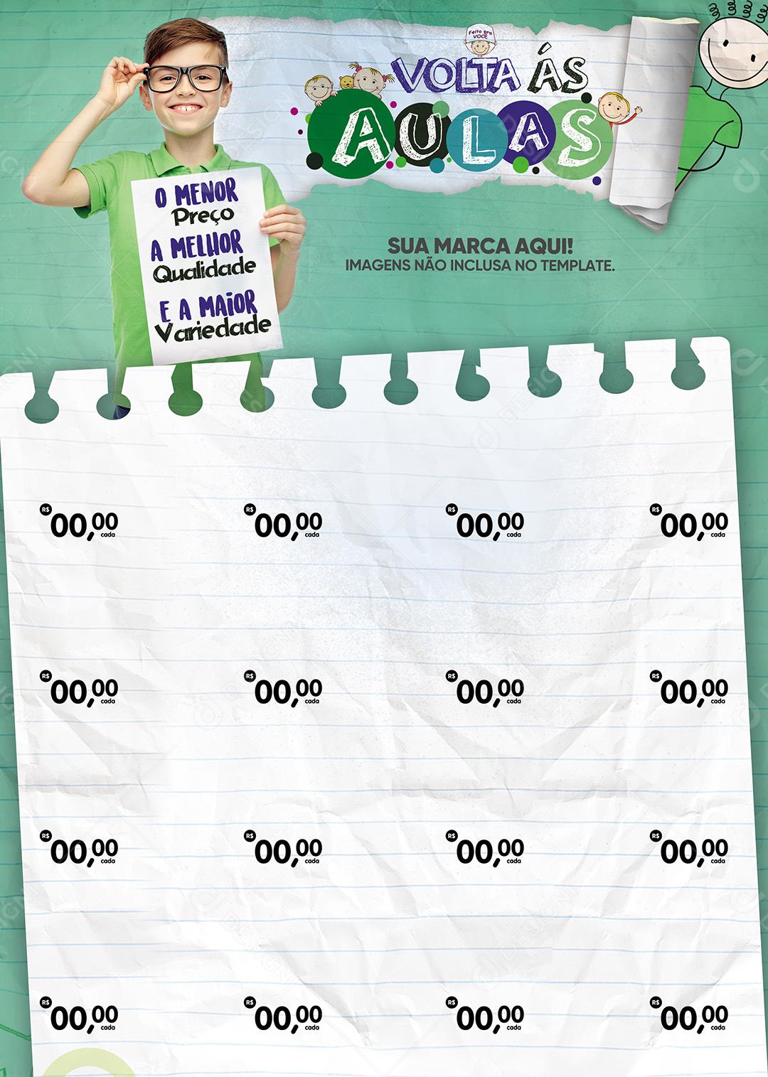 Encarte Volta Às Aulas Folheto A4 Social Media PSD Editável