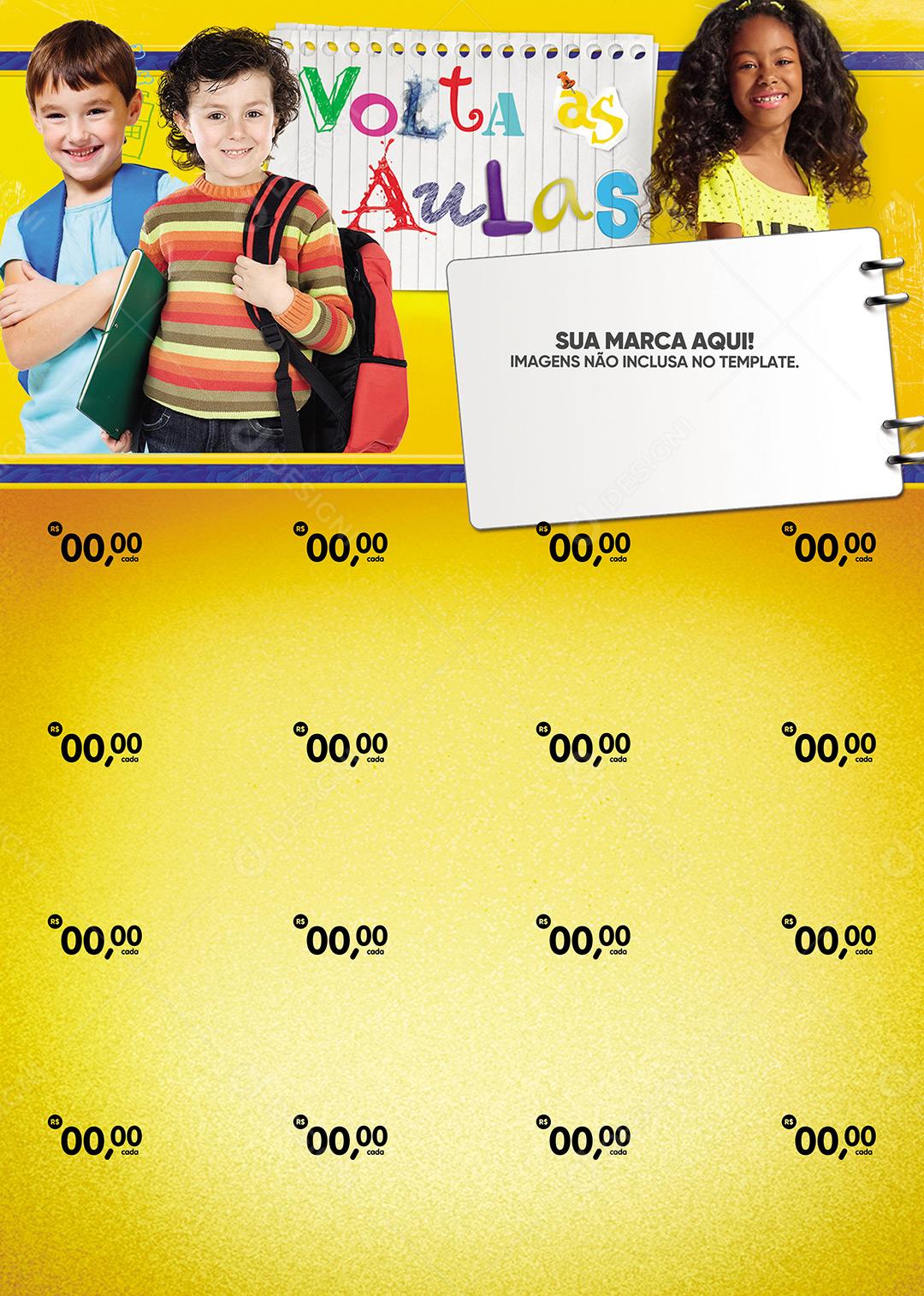 Encarte Volta Às Aulas Folheto A4 Social Media PSD Editável