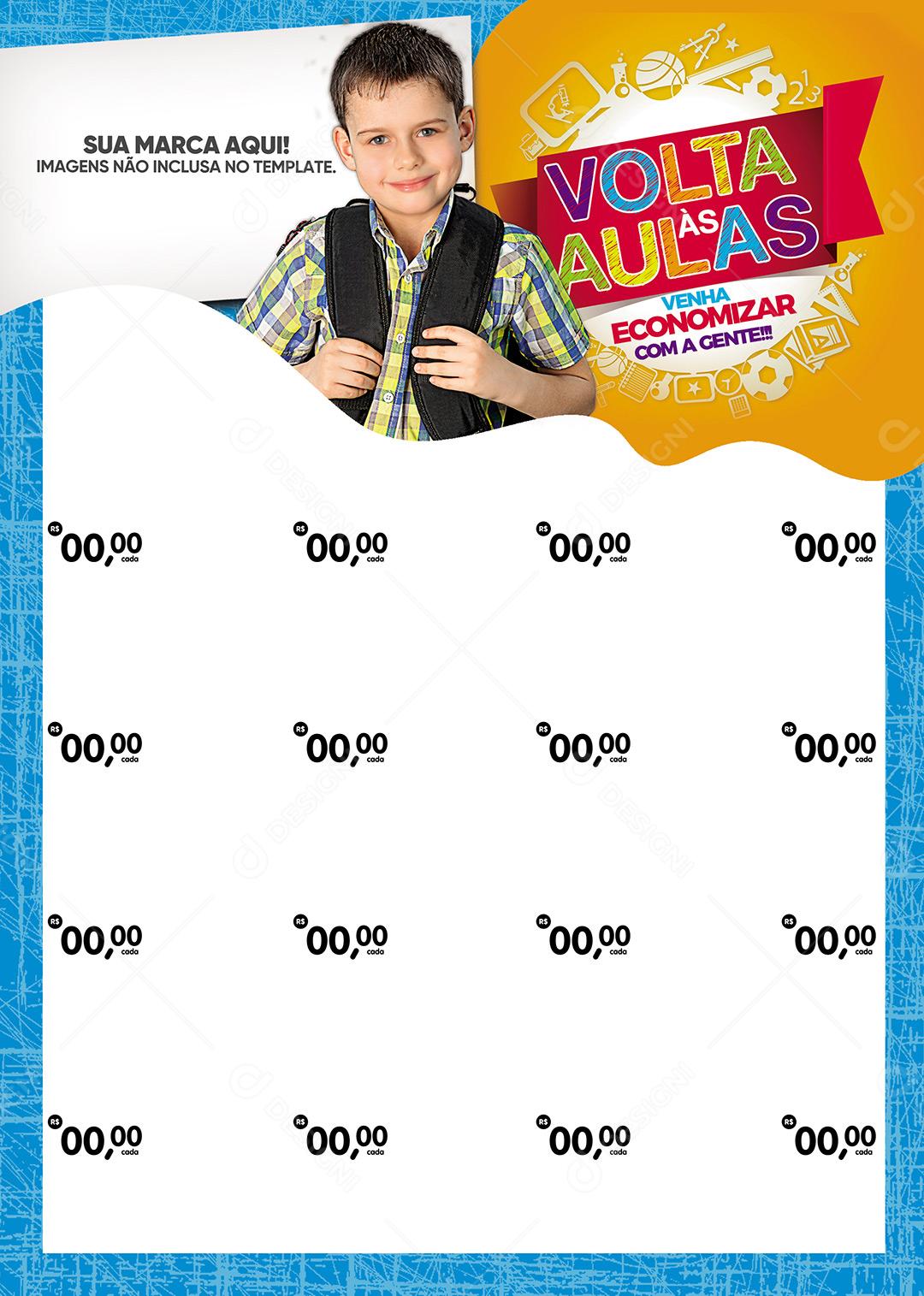 Encarte Volta Às Aulas Venha Economizar Folheto A4 Social Media PSD Editável