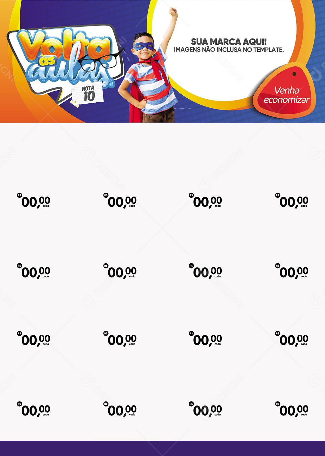 Encarte Volta Às Aulas 10 Folheto A4 Social Media PSD Editável