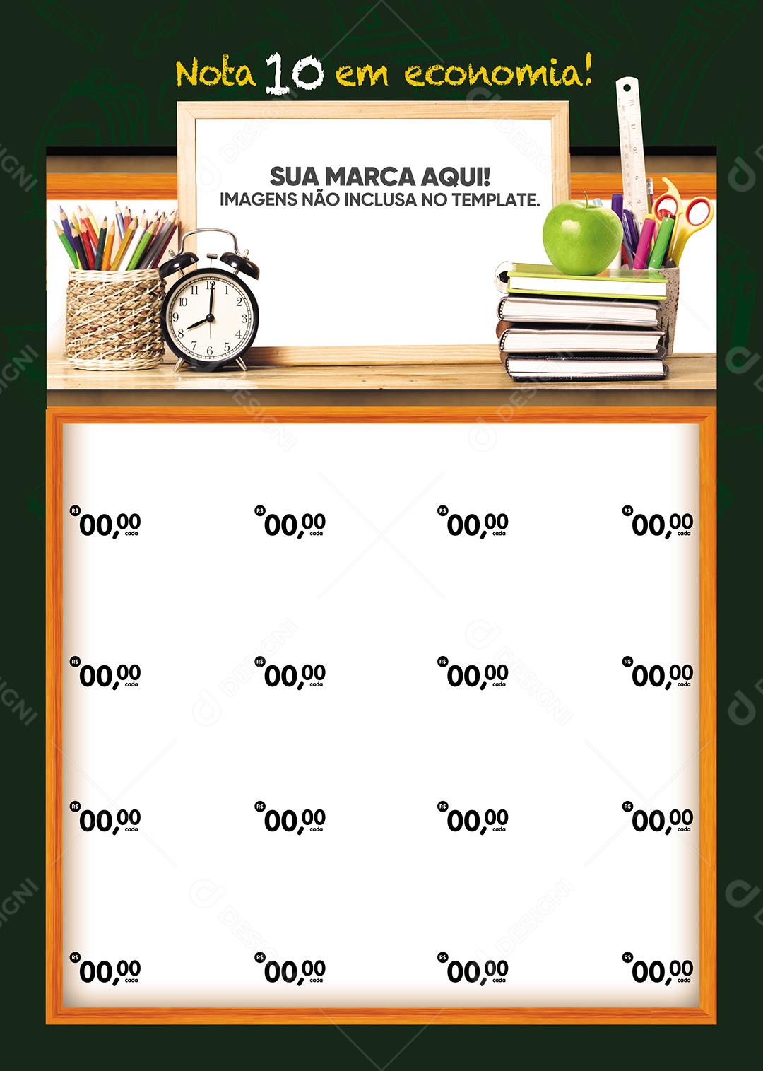 Encarte Volta Às Aulas Nota 10 Em Economia Folheto A4 Social Media PSD Editável