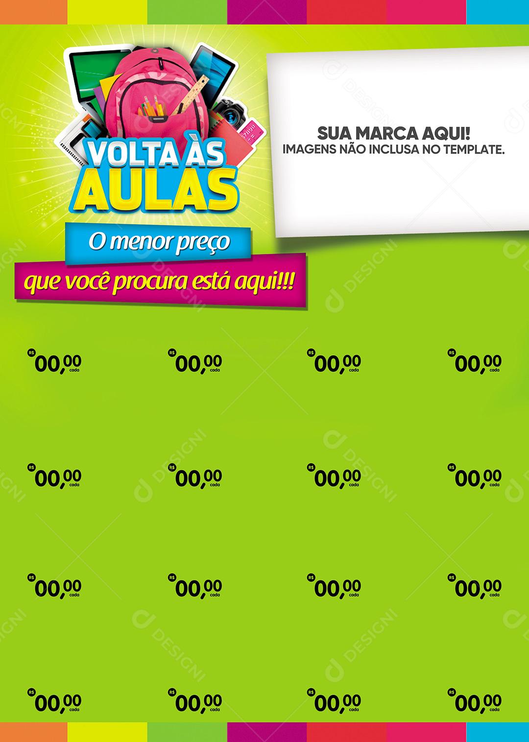 Encarte Volta Às Aulas o menor preço Folheto A4 Social Media PSD Editável