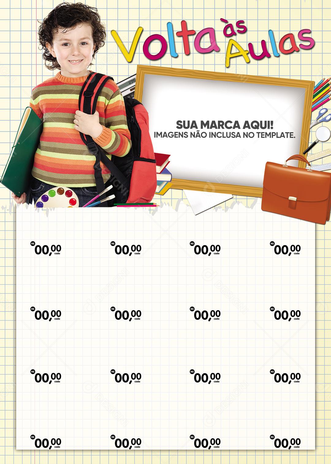 Encarte Volta Às Aulas Folheto A4 Social Media PSD Editável