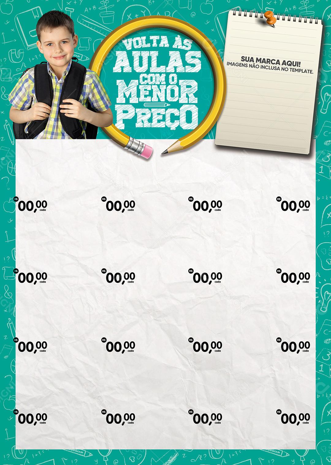 Encarte Volta Às Aulas Com o menor preço Folheto A4 Social Media PSD Editável