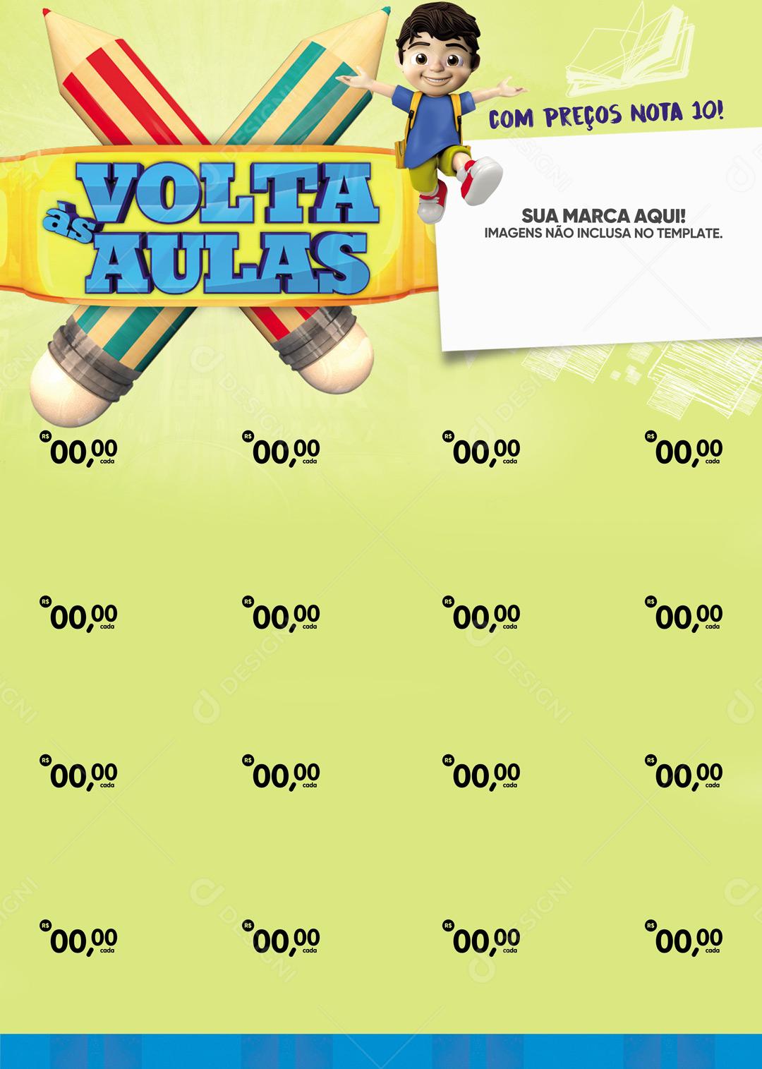 Encarte Volta Às Aulas Com Preços Nota 10 Folheto A4 Social Media PSD Editável