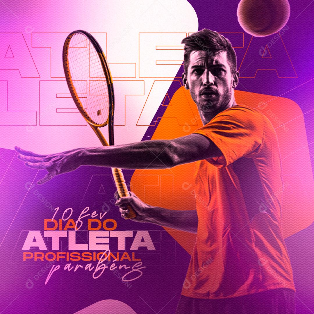 10 Fevereiro Dia Do Atleta Profissional Parabéns Social Media PSD Editável