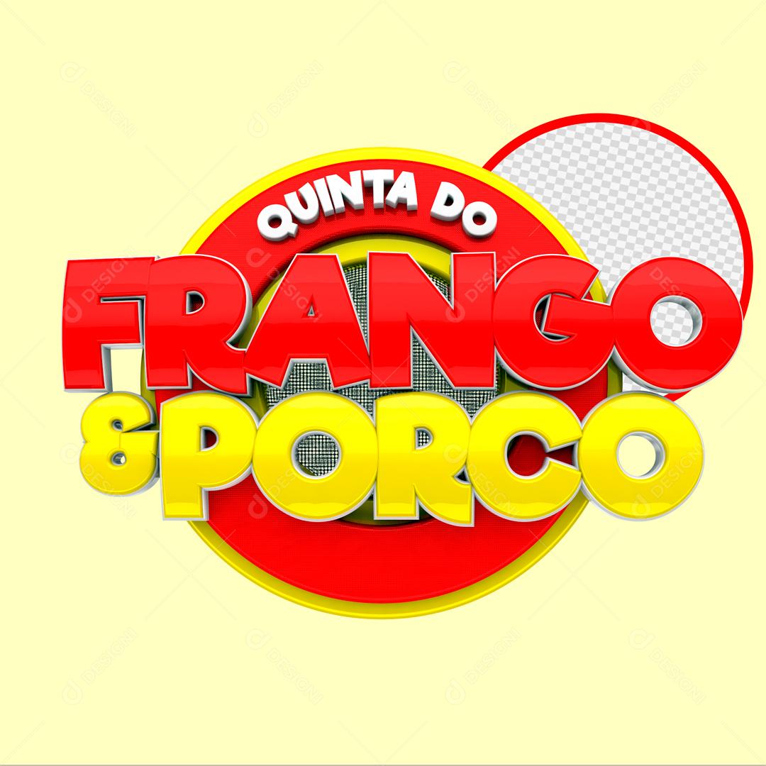 Selo 3D Para Composição Frango E Porco Assado PSD Editável