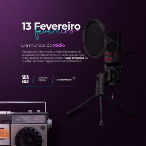 Social Media 13 de Fevereiro dia Mundial do Rádio PSD Editável