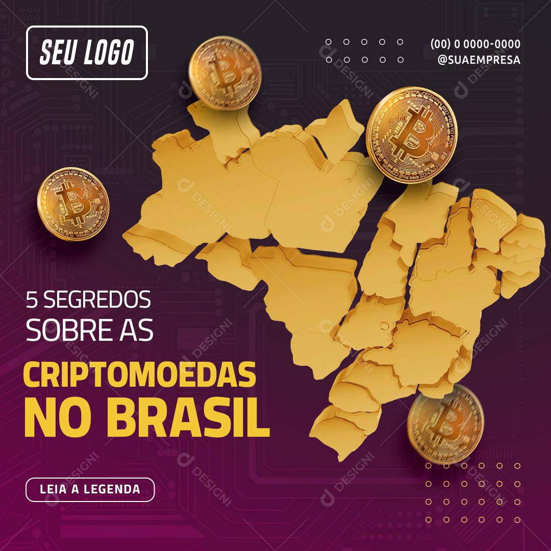 5 Segredos Criptomoedas no Brasil Social Media PSD Editável