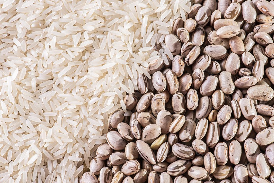 Grãos de arroz e feijão juntos JPG