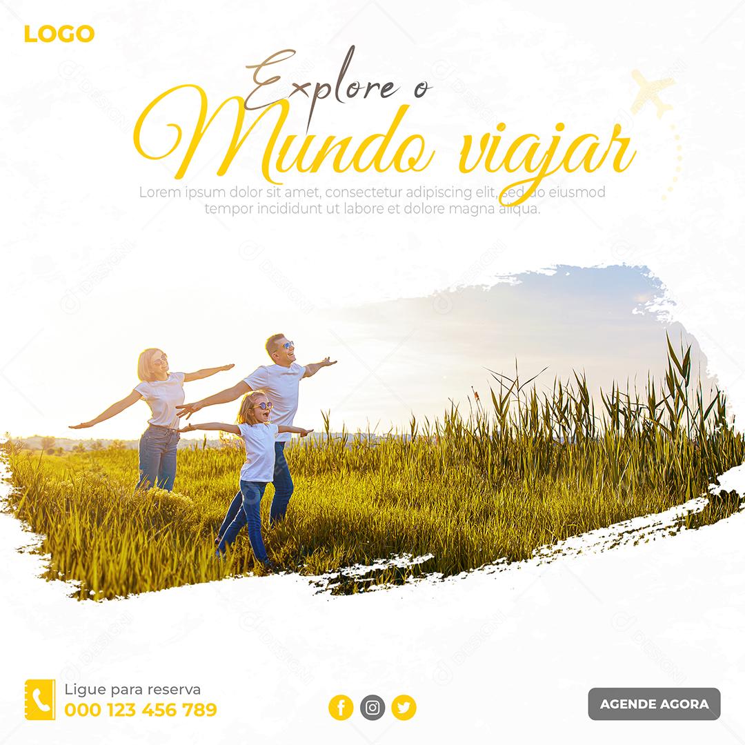 Social Media Explore O Mundo Viajar PSD Editável
