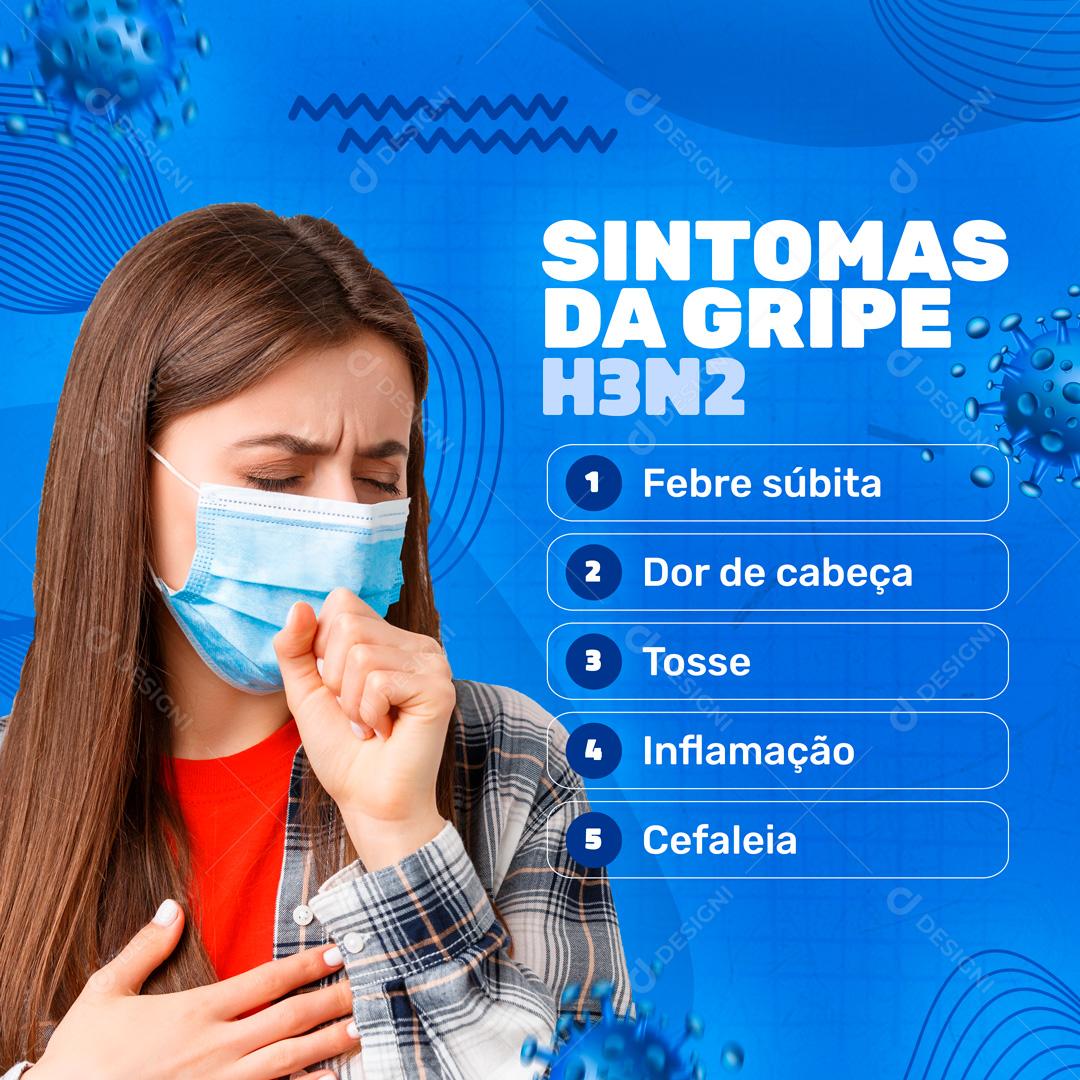 Sintomas Da Gripe H3N2 Social Media PSD Editável