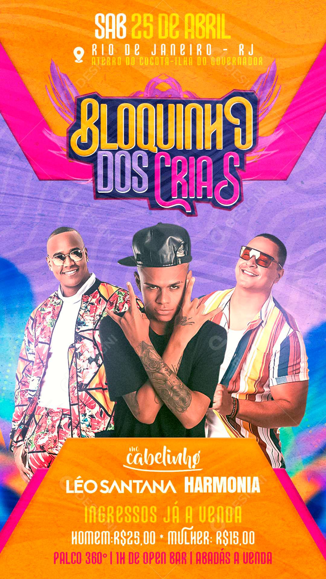 Flyer Show bloquinho Dos Cria Social Media PSD Editável