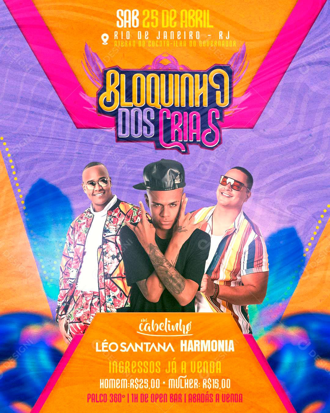 Flyer Show bloquinho Dos Cria Social Media PSD Editável