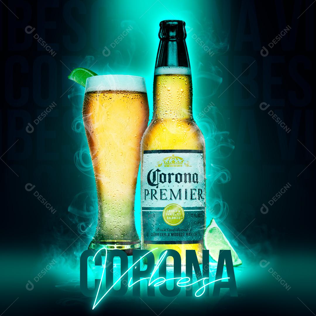 Cerveja Corona Vibes Social Media PSD Editável
