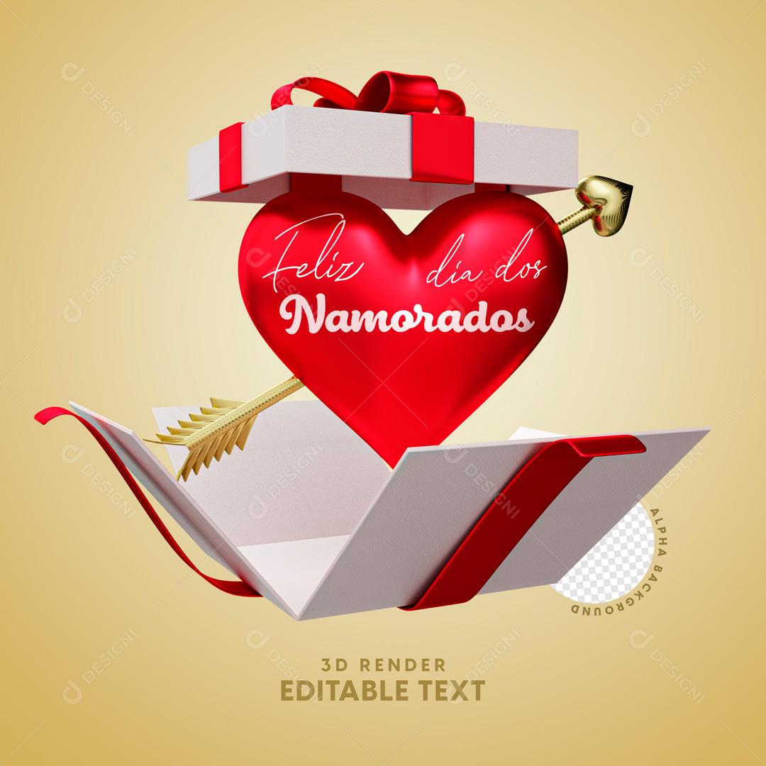 Selo 3D Para Composição Dia Dos Namorados PSD Editável