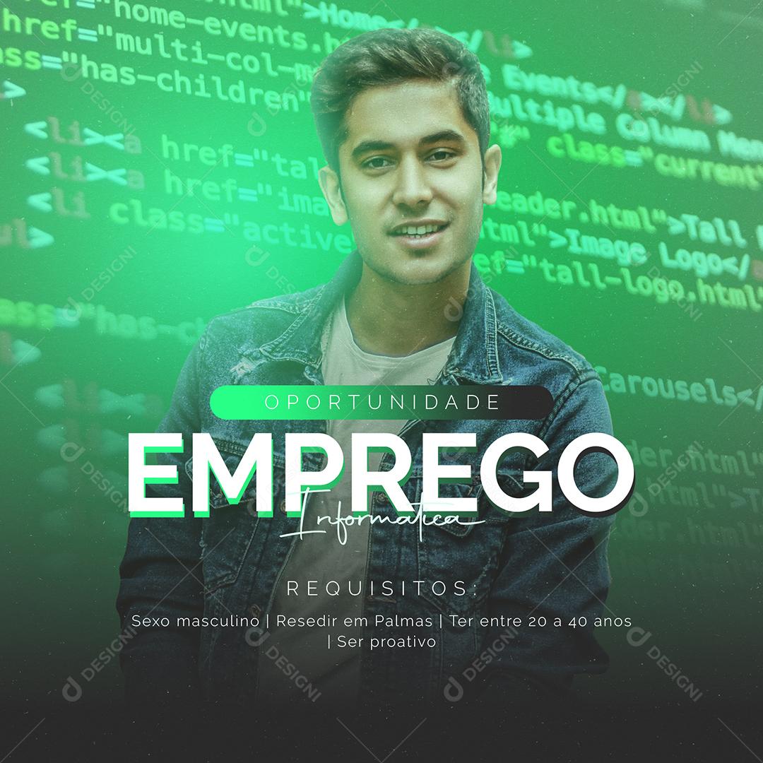 Oportunidade de Emprego Informatica Social Media PSD Editável