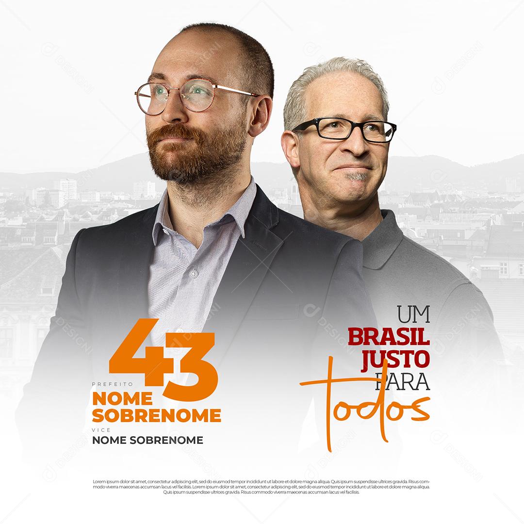 Social Media Um Brasil Justo Para Todos  PSD Editável