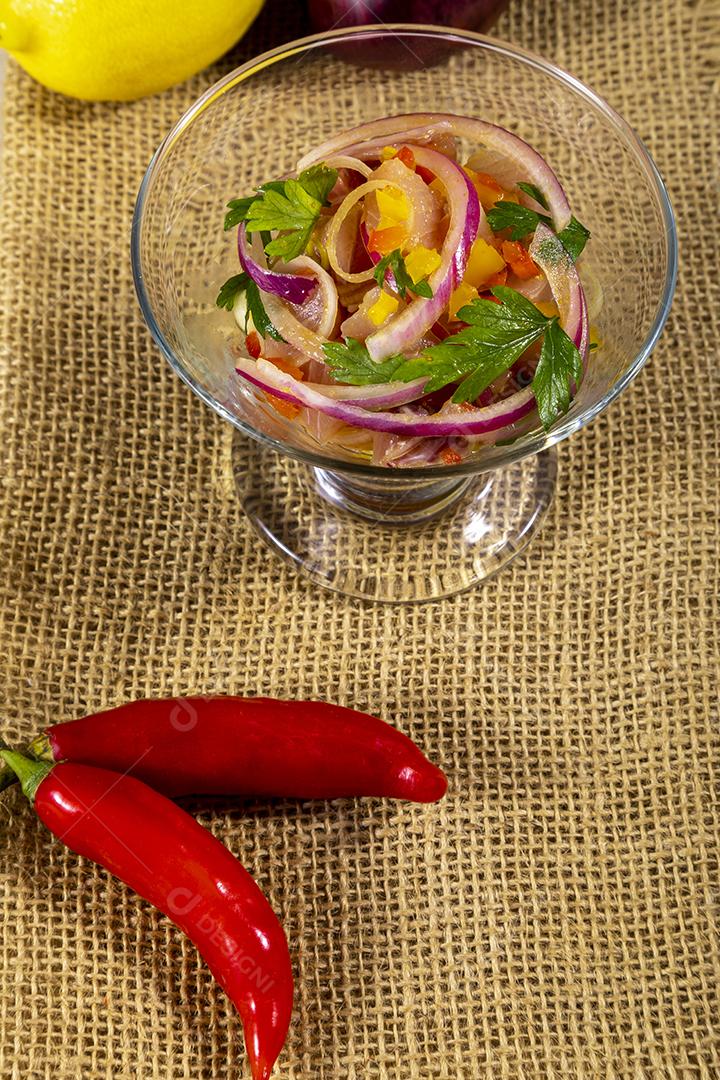 Saboroso ceviche de peixe gastronomia de frutos do mar Imagem JPG