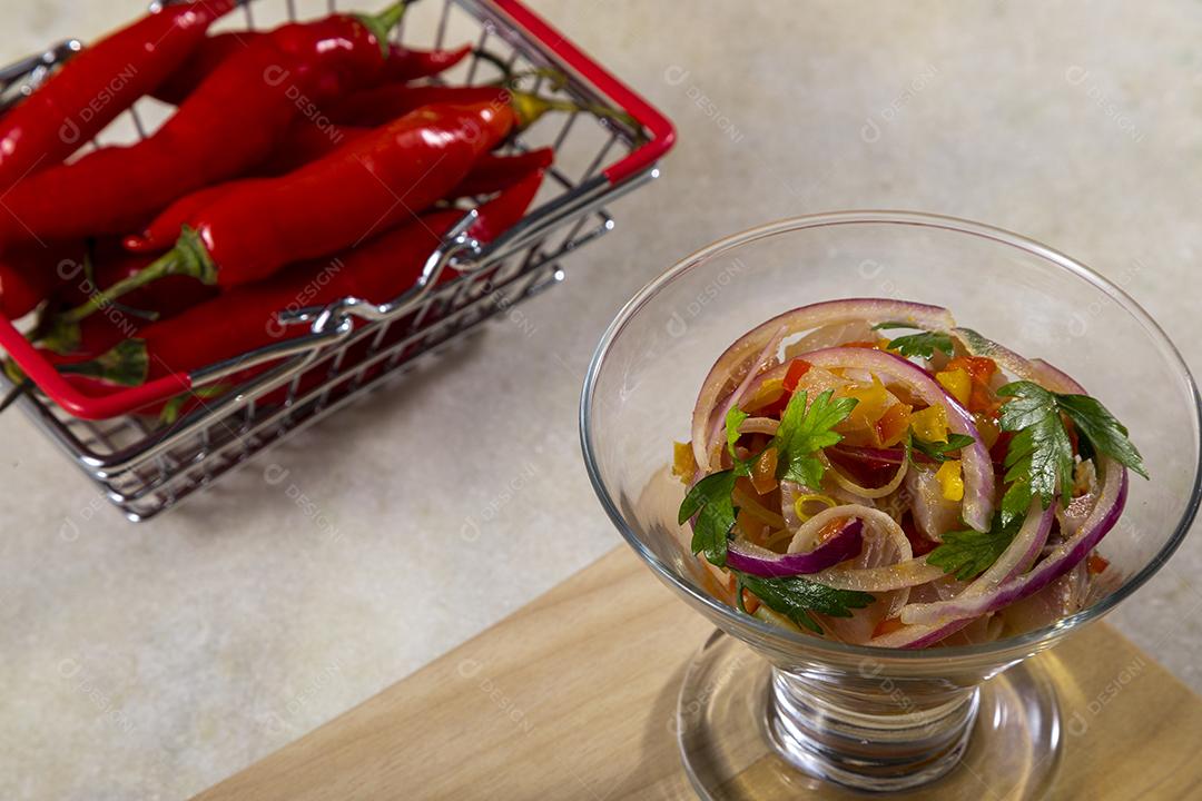 Ceviche de frutos do mar, prato típico do Peru Imagem JPG