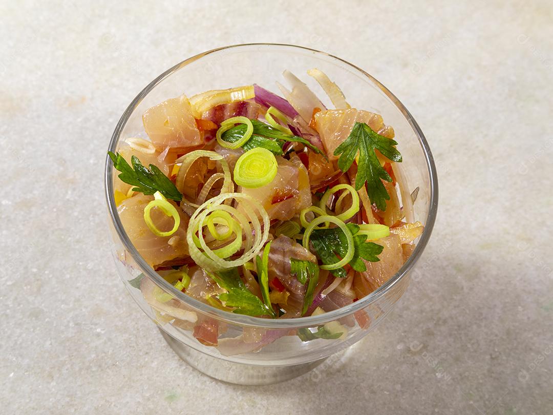 Ceviche de comida peruana. Culinária peruana e frutos do mar Imagem JPG