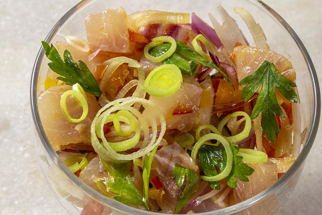 Ceviche de comida peruana. Culinária peruana e frutos do mar Imagem JPG