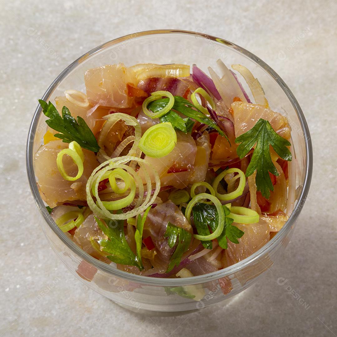 Ceviche de comida peruana. Culinária peruana e frutos do mar Imagem JPG