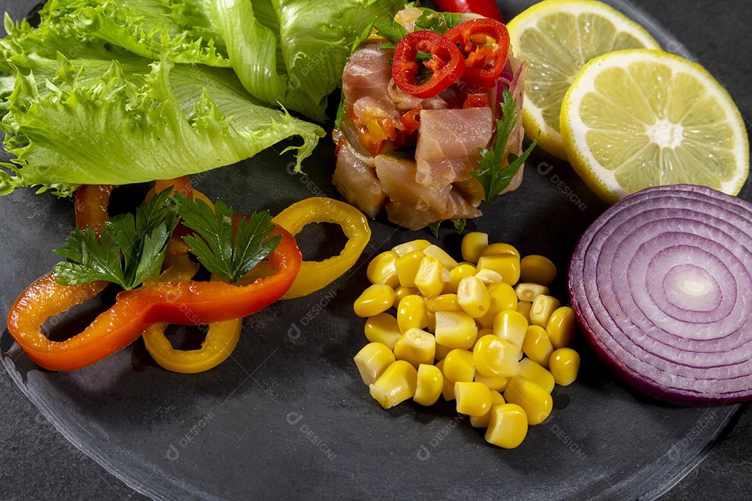 Fotos Ceviche de comida peruana. Culinária peruana e frutos do mar