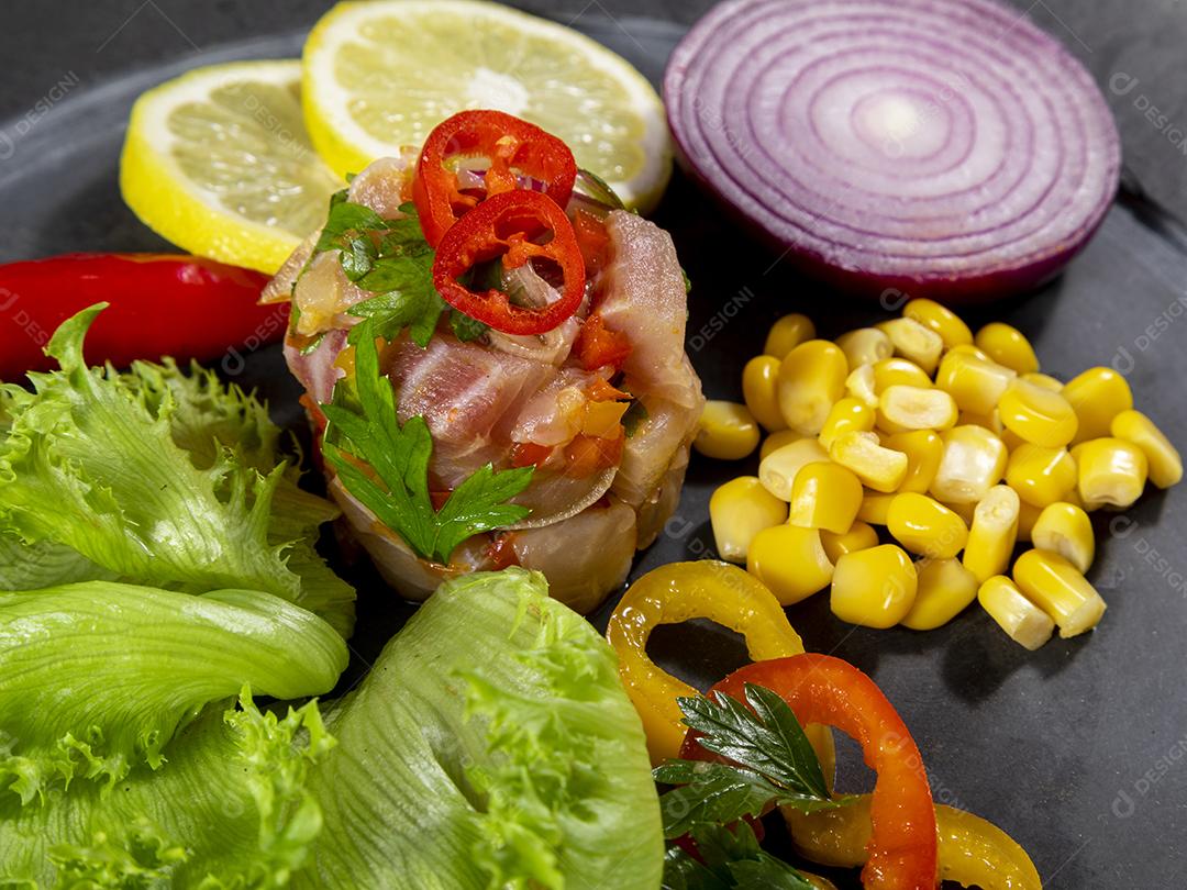 Fotos Ceviche de comida peruana. Culinária peruana e frutos do mar