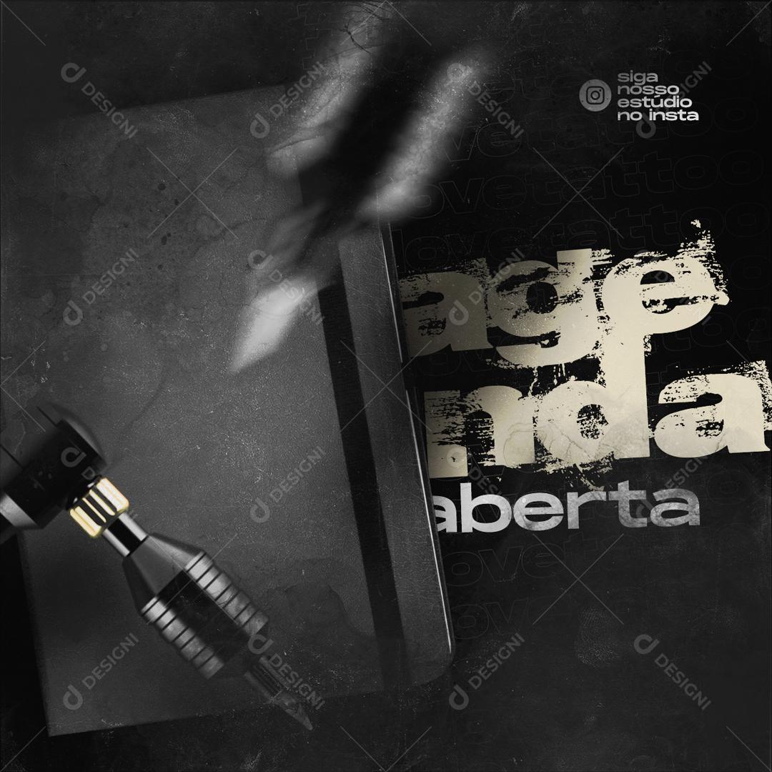 Social Media Agenda Aberta Estúdio de Tatuagem PSD Editável