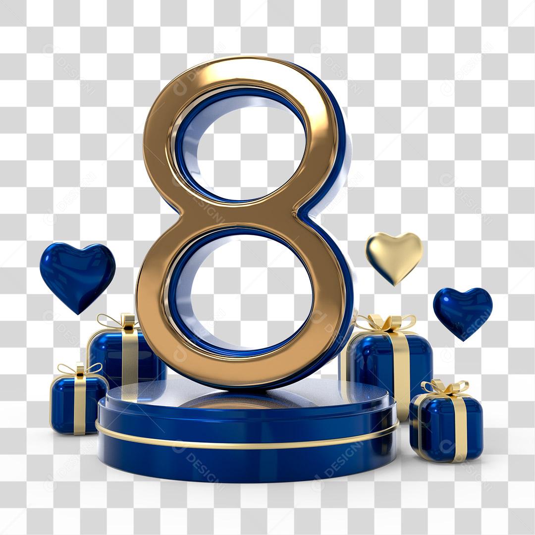 Número 8 em Podium Elemento Para Dia Das Mulheres PNG Transparente