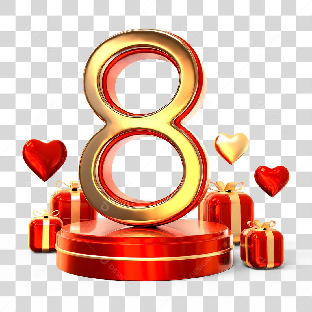 Número 8 em Podium Elemento Para Dia Das Mulheres PNG Transparente