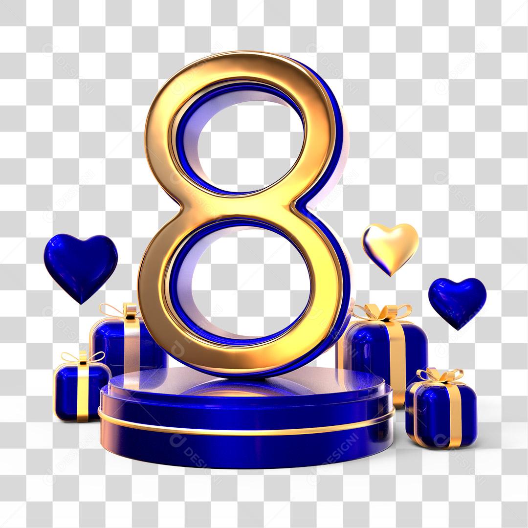 Número 8 em Podium Elemento Para Dia Das Mulheres PNG Transparente