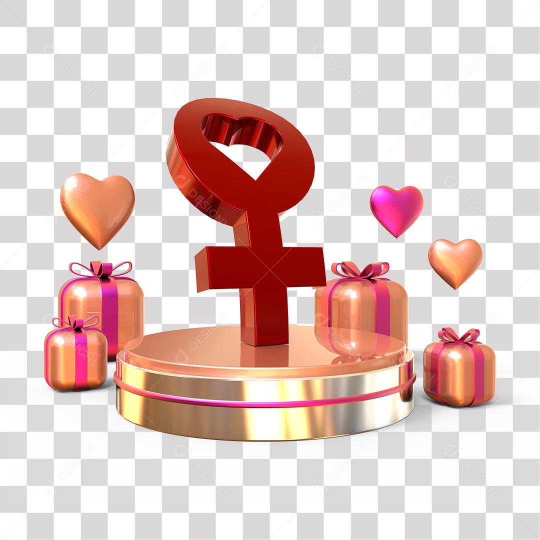 Elemento 3D Gênero Feminino Dia Da Mulher Para Composição PNG Transparente Sem Fundo